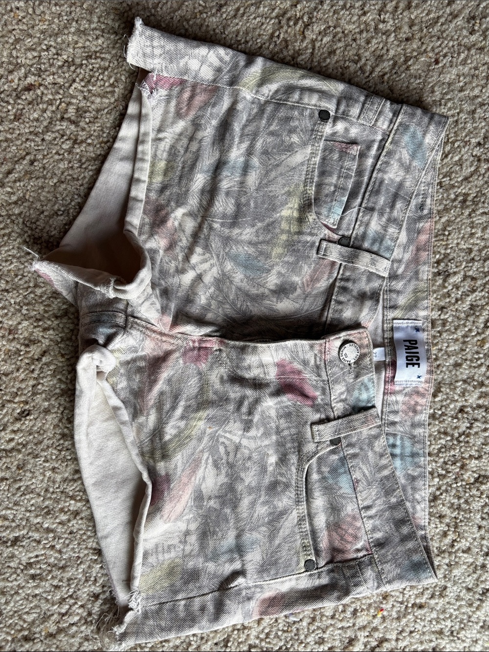 PAIGE Women's Pastel Brushstroke Denim Shorts - Light Multi size 27